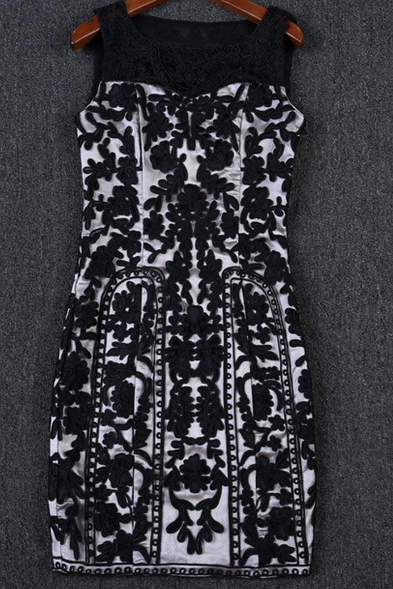 Top Lace Embroidery See-through Gown Slim Wrap Dress