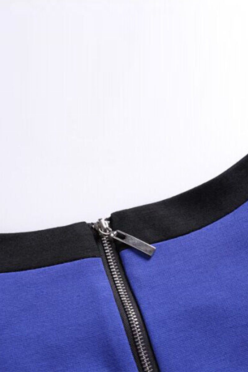 FORMAL SLIM STRIPE HALF SLEEVE ROUND NECK OL DRESS