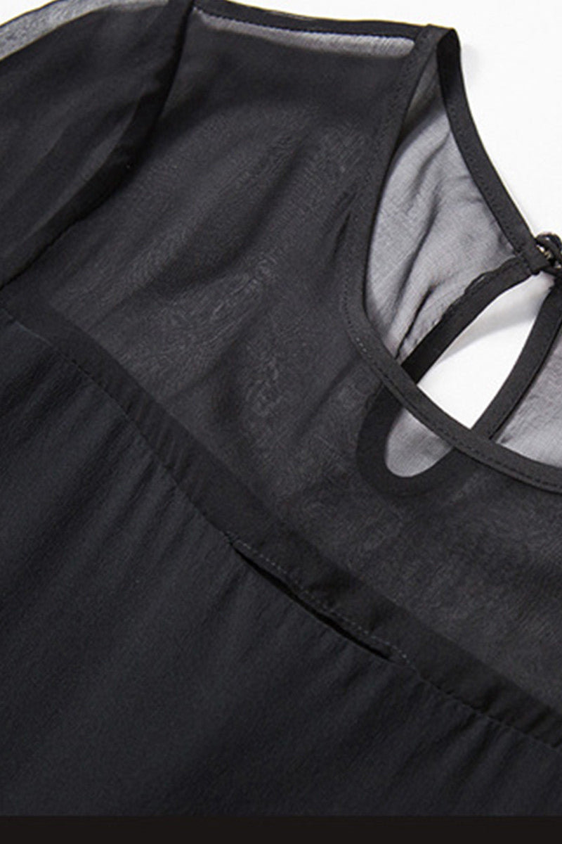 Elegant Sheer Round Neck Formal Loose T-shirt