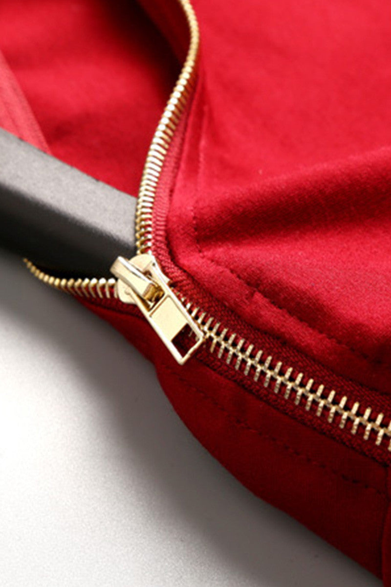 Boat Collar Zipper Slant Pocket Slim Elegant Dress With Belt