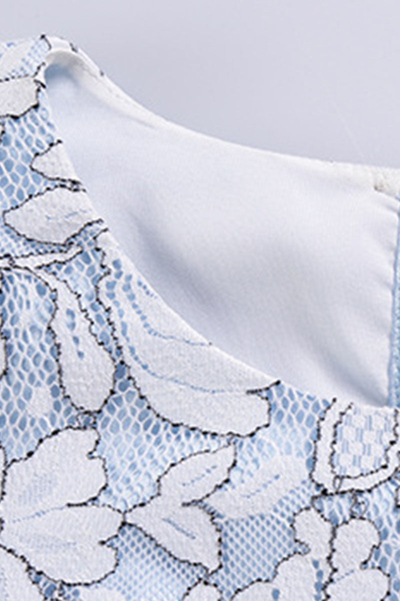 Irregular Stripe Lace Applique Slim Bodycon Dress
