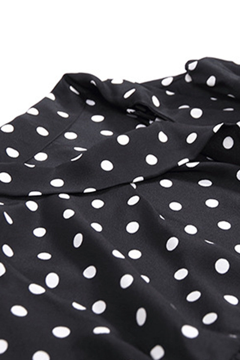WOMEN'S DOT PRINTING STAND COLLAR HALF SLEEVE SHORT DRESS