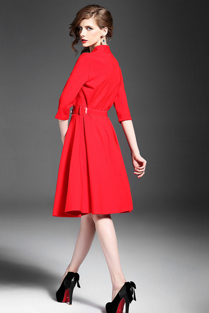 WOMEN'S ELEGANT SLIM V NECK THIN WEAR TO WORK FORMAL DRESS