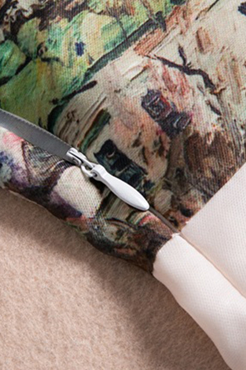 Short Sleeve Digital Printing Pleated Dress