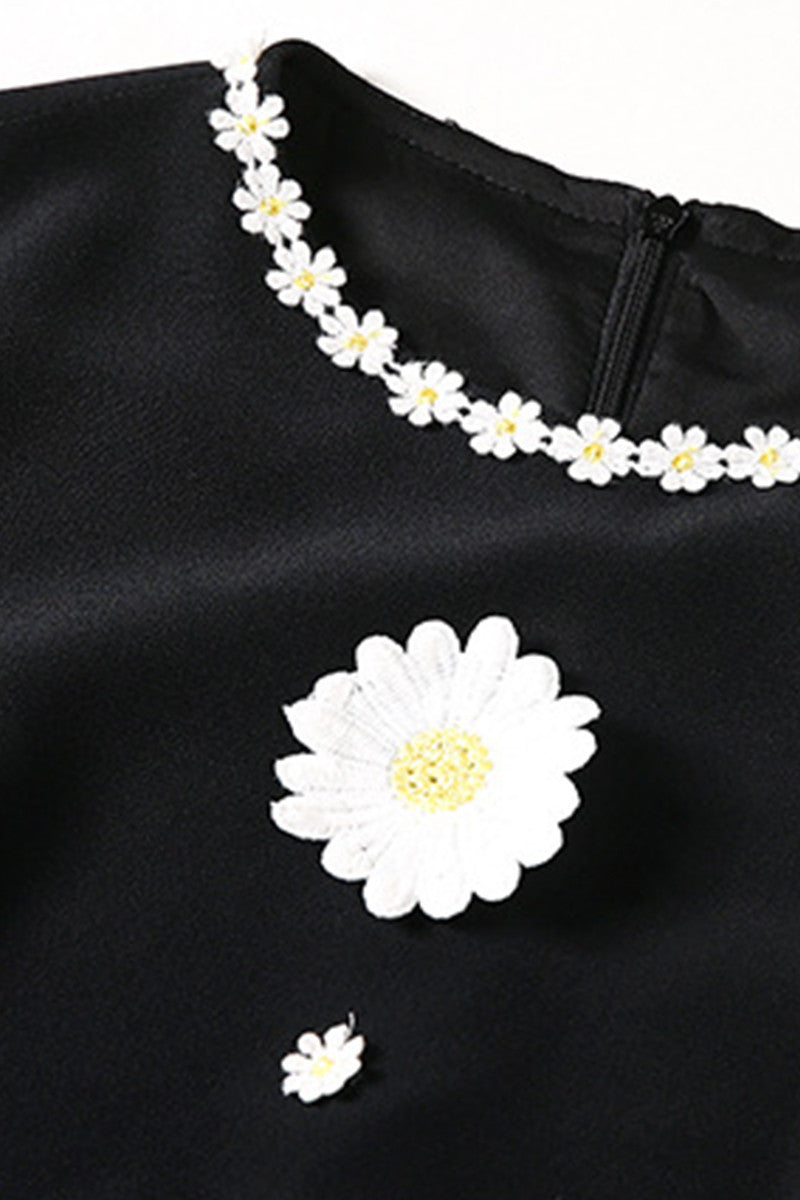 Sunflower Trim Decoration Short Dress