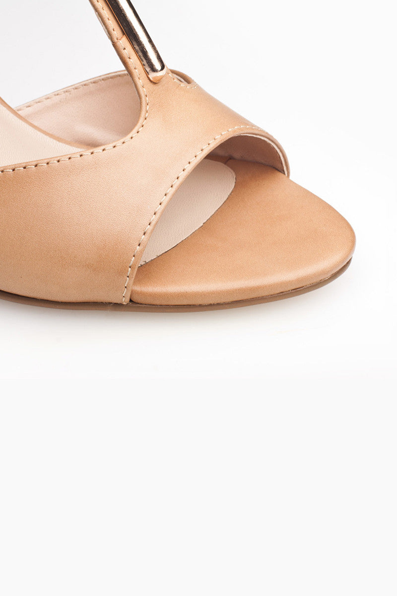 Peep Toe Metalic T-strap Heels Sandals