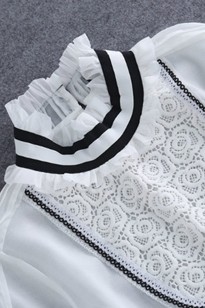 WOMEN'S RUFFLED COLLAR CASUAL LOOSE BLOUSE
