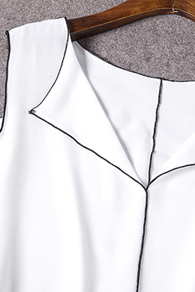 Casual Loose Round Neck Hollow-Out Sleeve Patch Top
