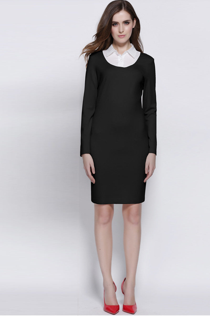 WOMEN'S ELEGANT LONG SLEEVE POLO NECK DRESS
