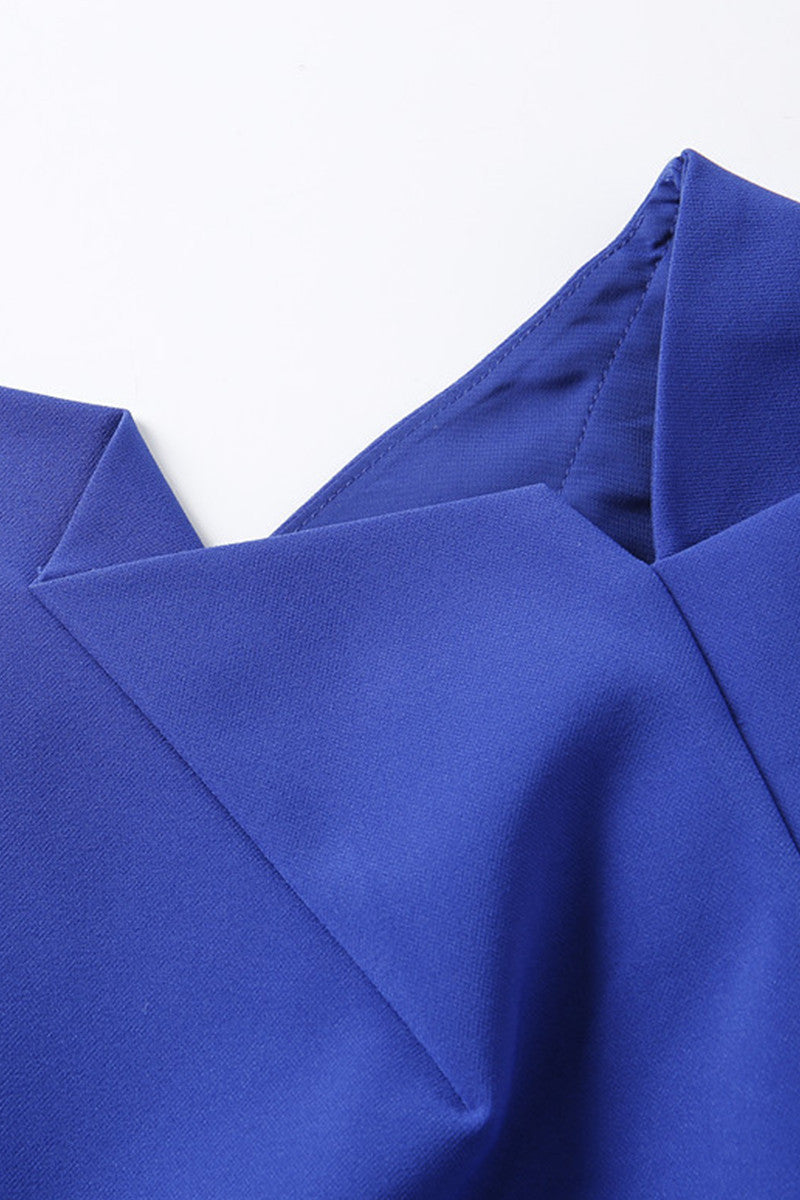 Fold Neck Cap Sleeve Wear To Work Solid Dress