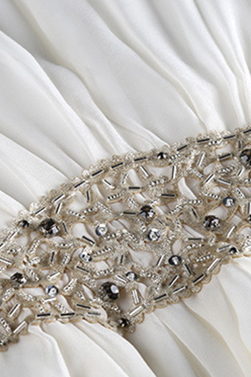 Casual Cap Sleeve Beaded High Waist Dress