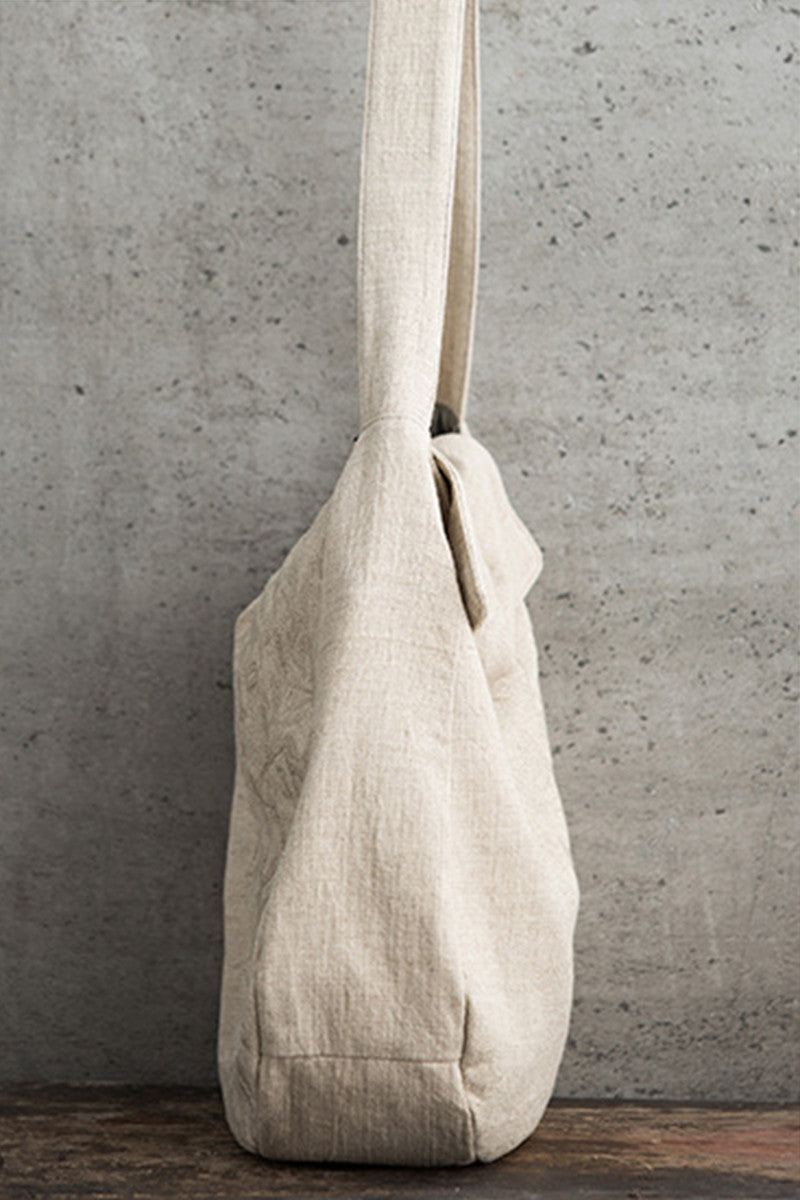 Embroidered Linen Tote Bag