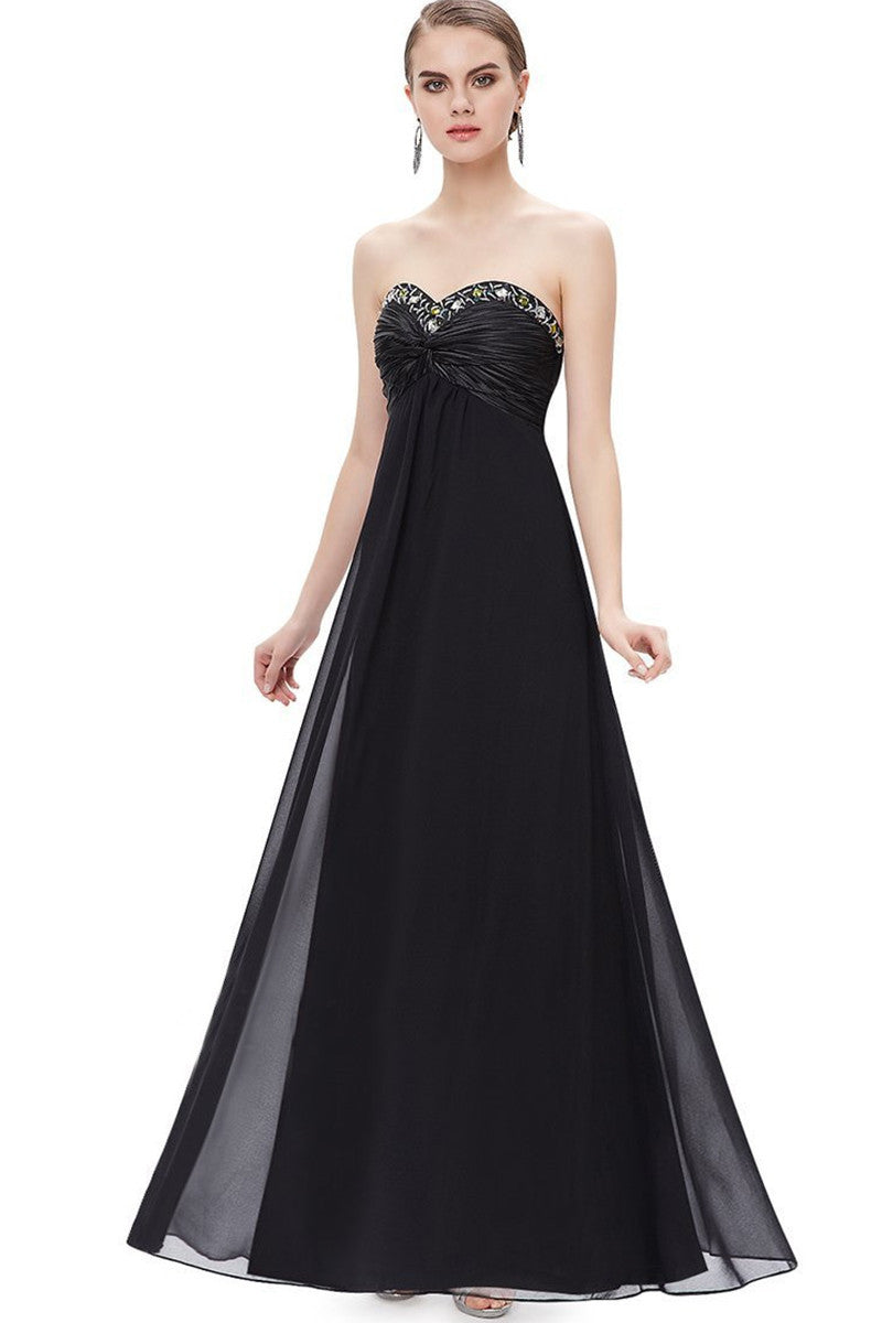 Strapless Sweetheart Rhinestone Ruffles Long Dress Gown