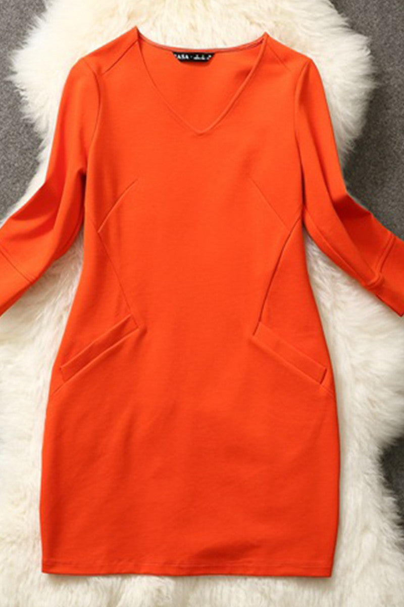 WOMEN'S V NECK ELEGANT HALF SLEEVE CASUAL WEAR TO WORK SHORT DRESS