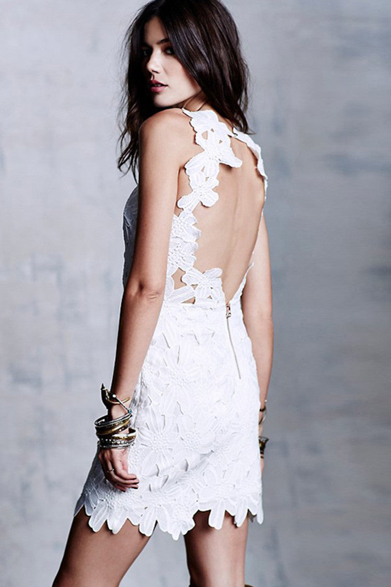 Grace Lace Hollow-Out Pattern Bodycon Club Dress