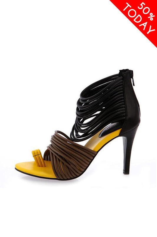 [50% OFF TILL 8 APR] Toe Thong Strappy HeelsCaged  Sandals