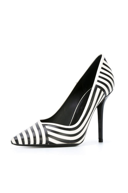 Zebra Stripe Pointed Toe Stileeto Pumps