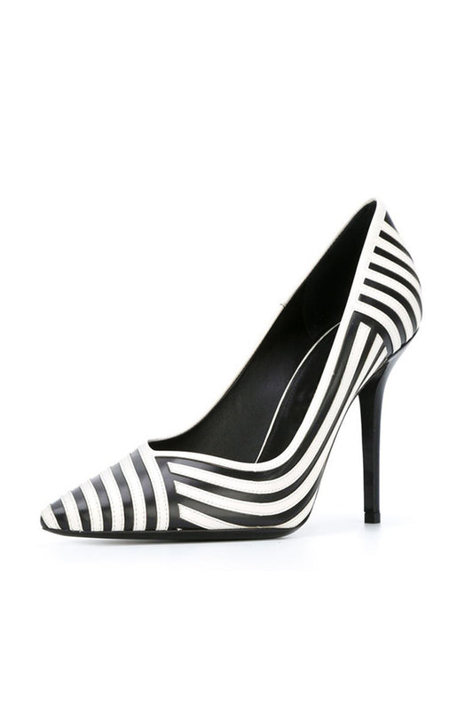 Zebra Stripe Pointed Toe Stileeto Pumps