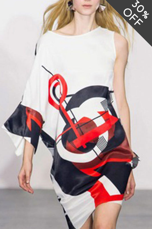 [30% OFF TILL 8 APR] Abstract One Shoulder Short Cocktail Dress