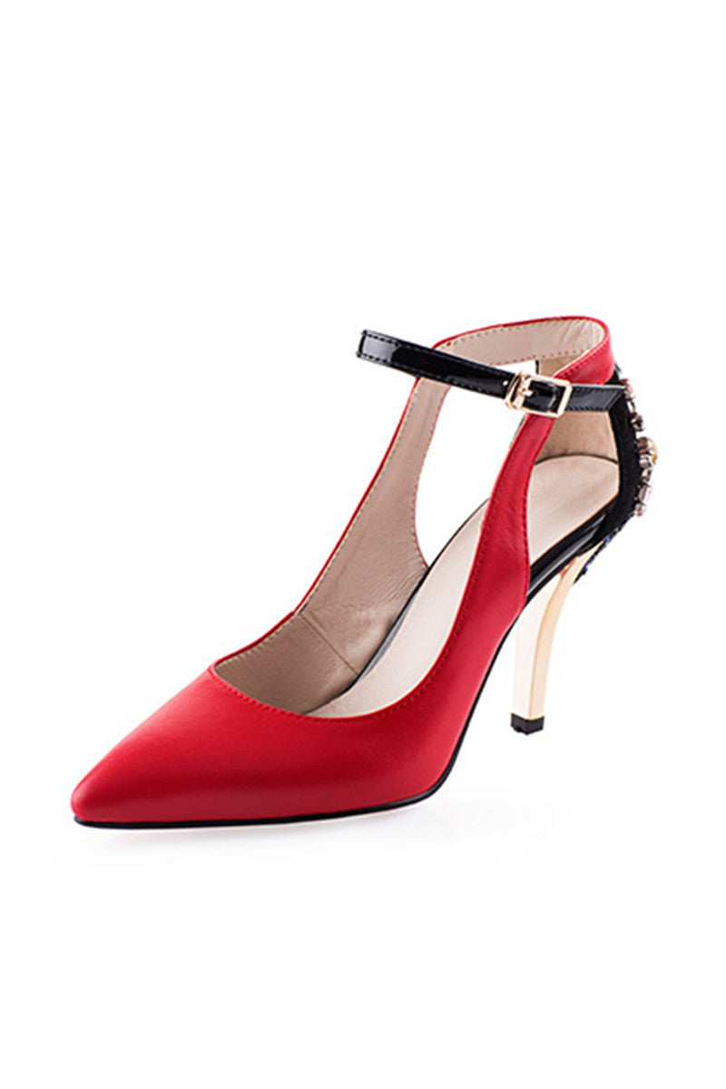 [30% OFF TILL 8 APR] Cut Out Buckled Heels Rhinestone Pumps