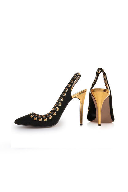 [30% OFF TILL 8 APR] Pointed Toe Slingback High Heels Pumps