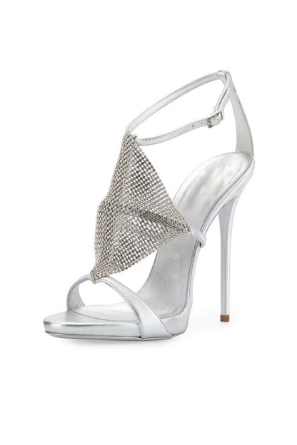 [50% OFF TILL 7 APR] Rhinestone Open Toe Caged Buckle Shandals