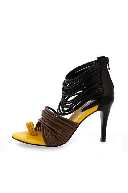[50% OFF TILL 8 APR] Toe Thong Strappy HeelsCaged  Sandals
