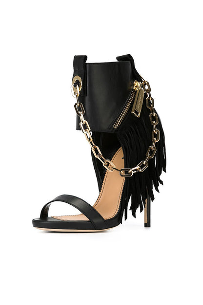 [30% OFF TILL 7 APR] Metal Chain High Heel Caged Shadal Booties