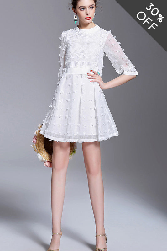 [30% OFF TILL 8 APR] Grace Chiffon Sheer Half Sleeve Formal Dress With Kints