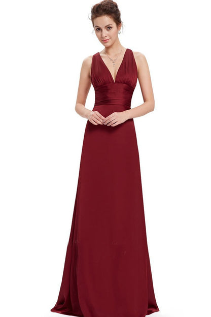 Deep V Neck Empire Waist Slim Cross Back Slim Dress Gown