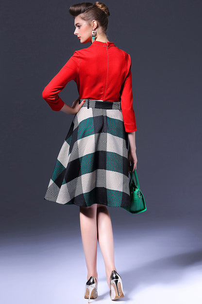 Faux Two  Piece Soft Top With  Flared Skirt - NJOYDRESS - 3