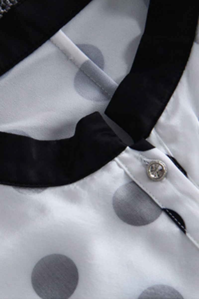 Big Dot Two Layer Button Down High-low Shirts With Side Slit - NJOYDRESS - 4