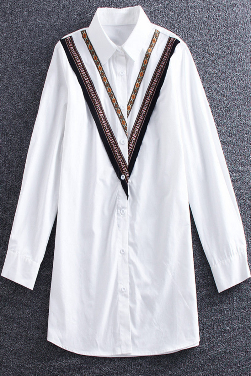 Long Shirts With Big V  Ribbon Decroration
