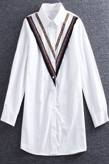 Long Shirts With Big V  Ribbon Decroration