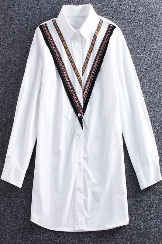Long Shirts With Big V  Ribbon Decroration