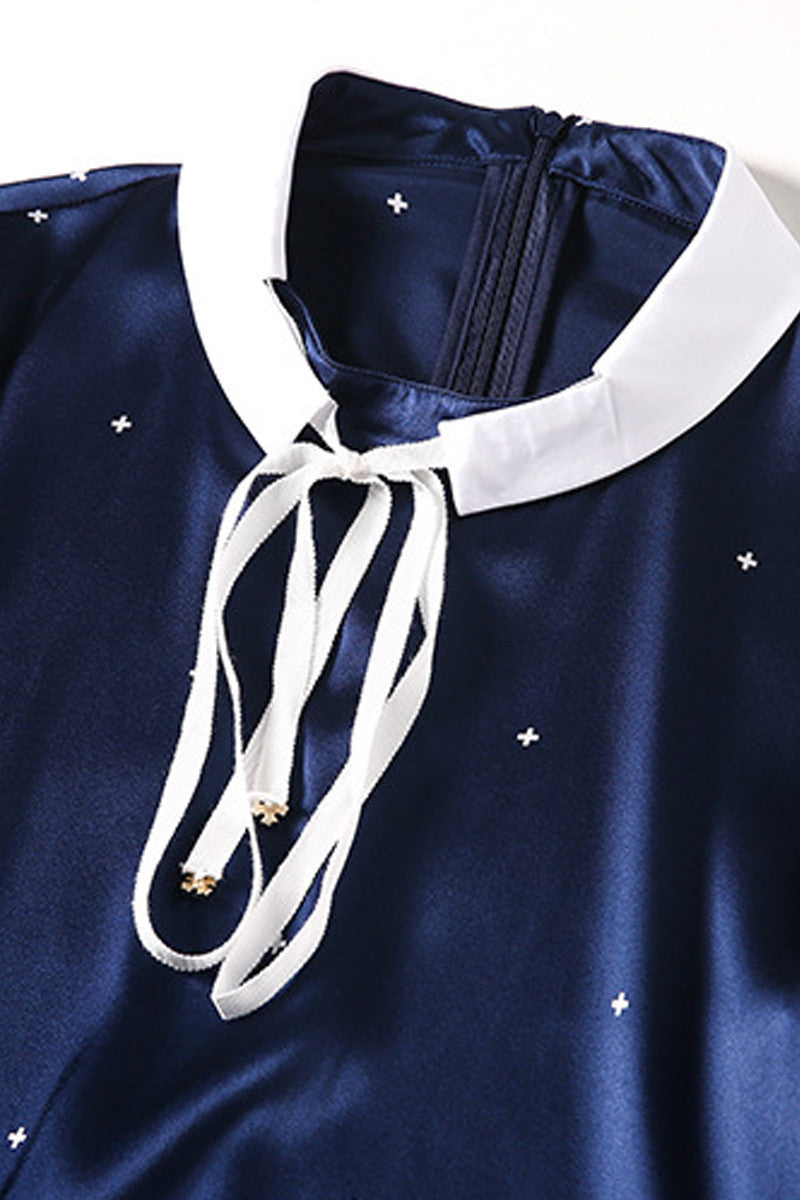 Doll Collar  3/4 Sleeve with Embroidered Dress - NJOYDRESS - 4