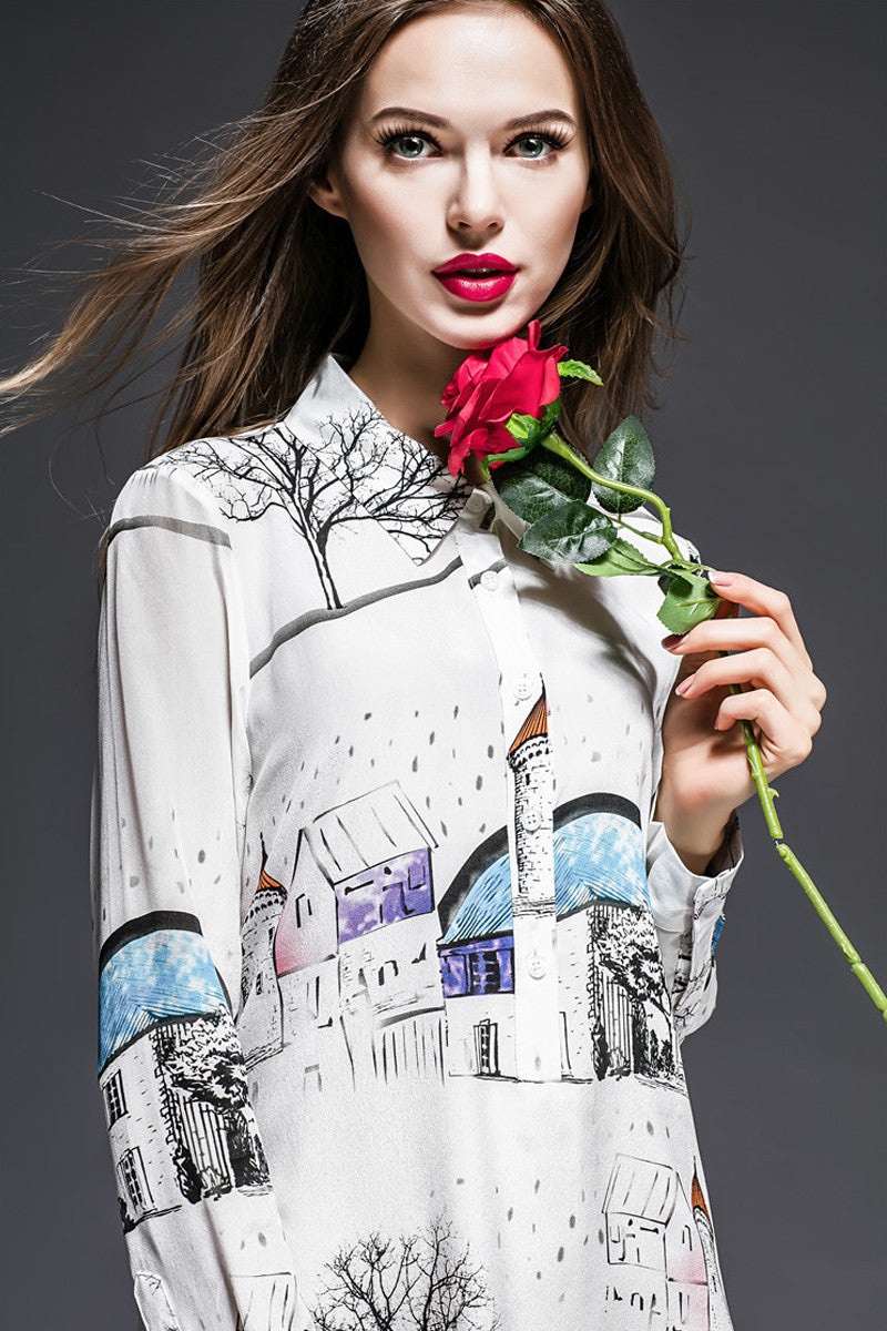 Landscape Printted Dress - NJOYDRESS - 2