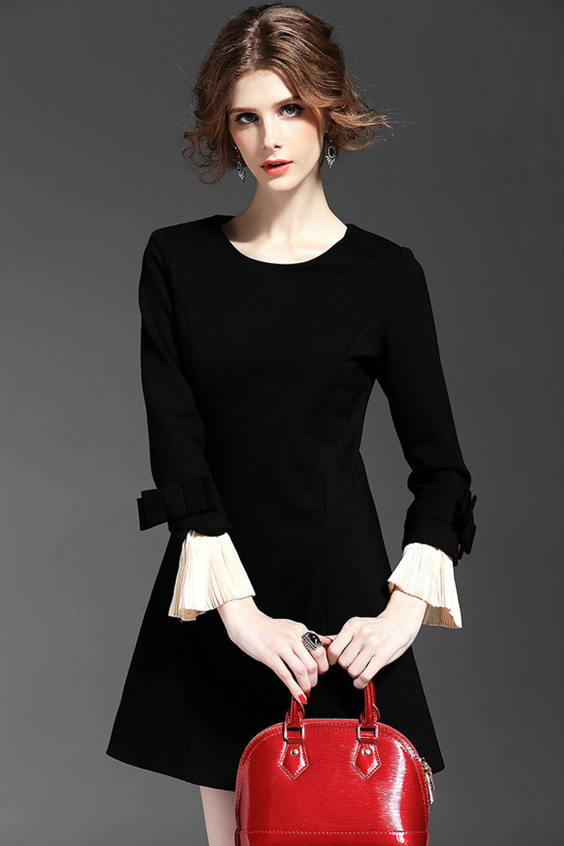 1 Women's Elegant Casual Skirt Round Neck Slim A-line Dress - NJOYDRESS - 2