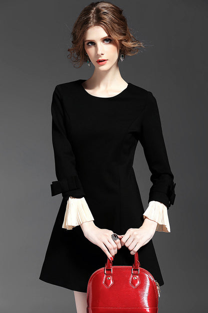 1 Women's Elegant Casual Skirt Round Neck Slim A-line Dress - NJOYDRESS - 2