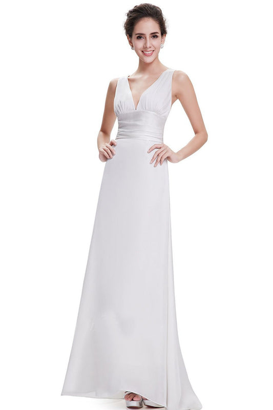 Deep V Neck Empire Waist Slim Cross Back Slim Dress Gown