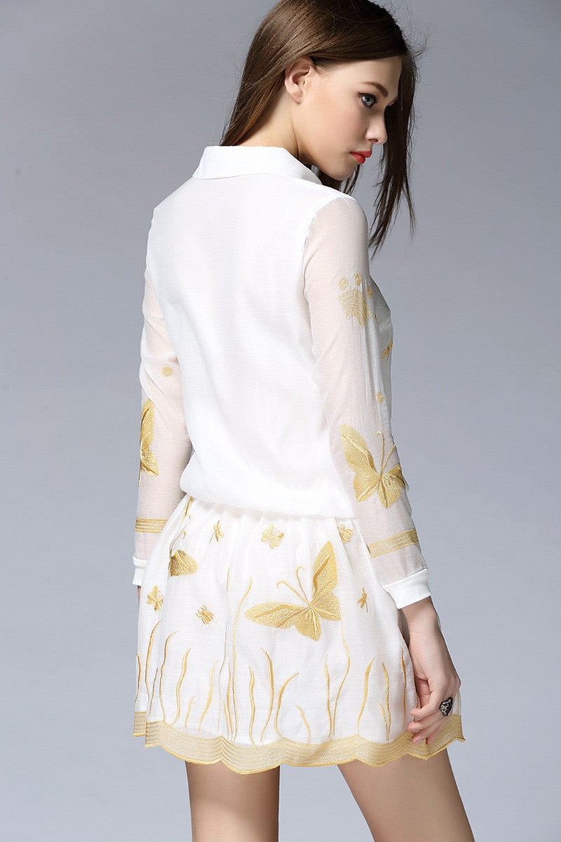 Butterfly Printting On Organza Mini Dress - NJOYDRESS - 3