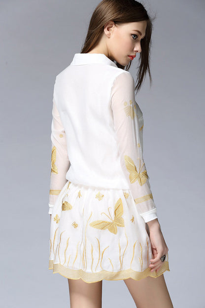 Butterfly Printting On Organza Mini Dress - NJOYDRESS - 3