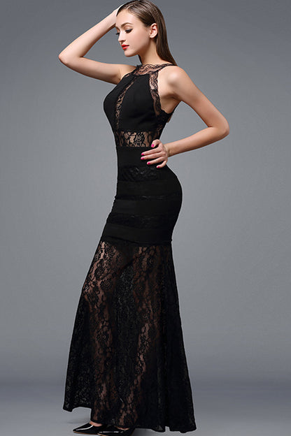 Lace Halter Backless  Full Lace Dress