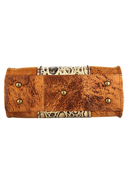 Leopard Blocked Briefcase Shoulder Handbag