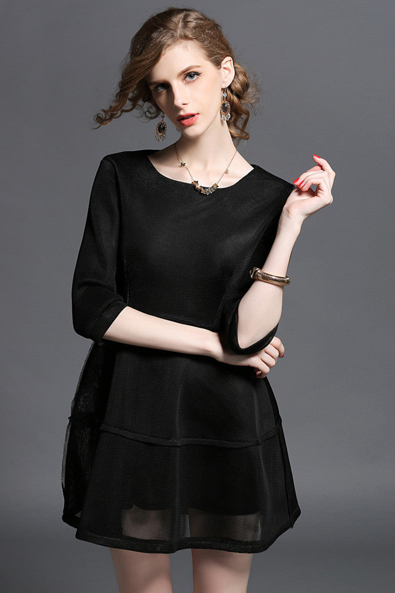 Women's Elegant Boat Neck Half Sleeve Short Dress