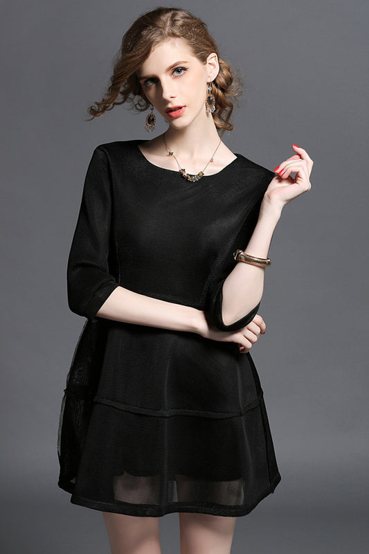 Women's Elegant Boat Neck Half Sleeve Short Dress