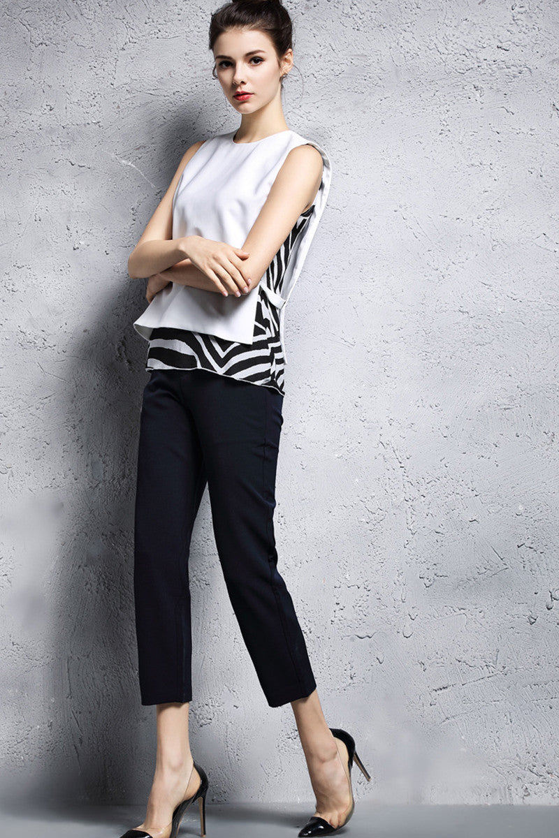 Solid Mandarin Jacket With Chiffon With Coat Layer Layer