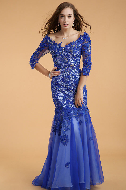 Off Shoulder Long Mermaid Lace Long Dress