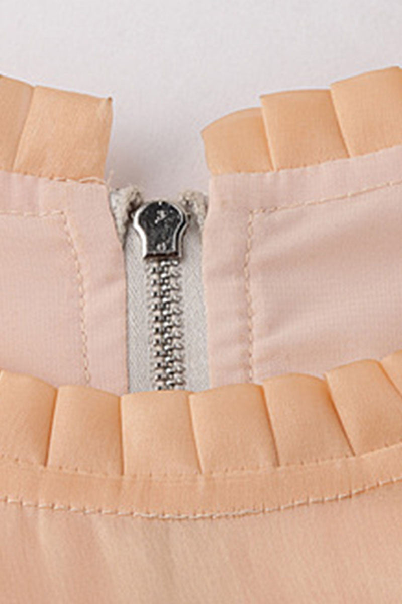 Pleated Neck Embroidery Mini Dress - NJOYDRESS - 4