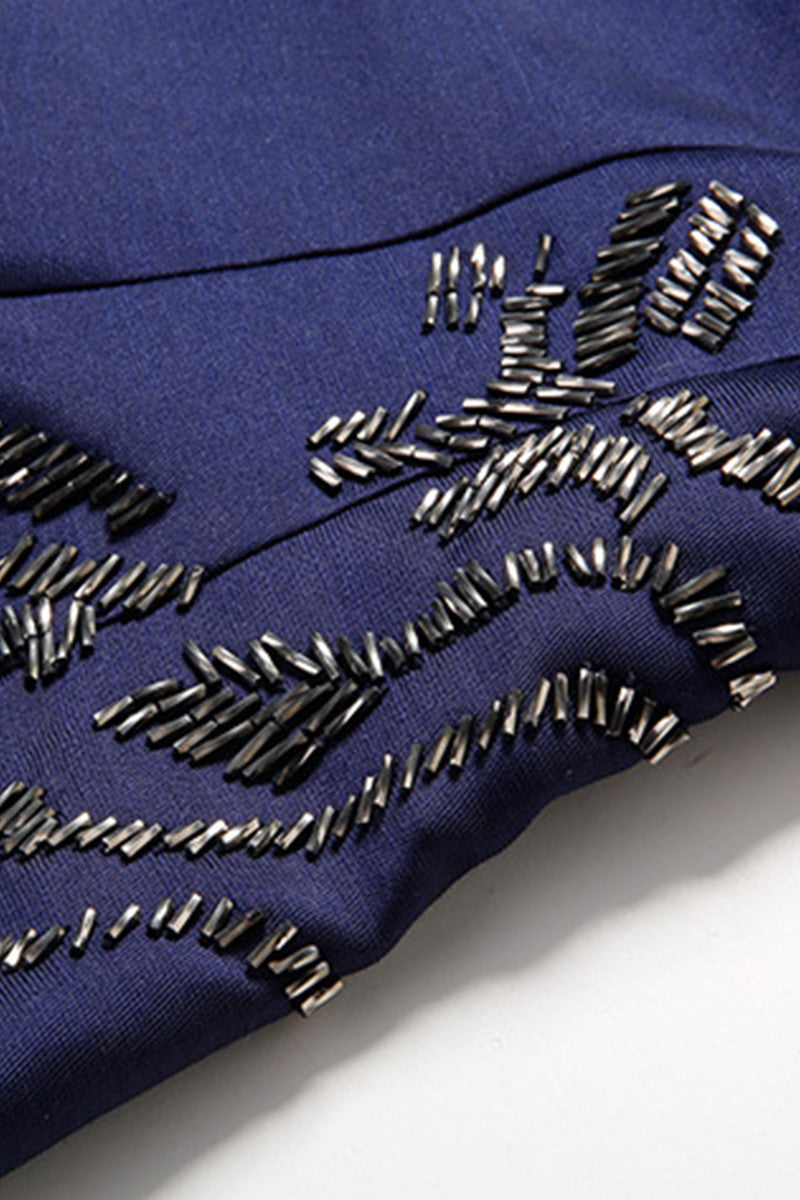 Round Collar Beaded Applique Full Dress